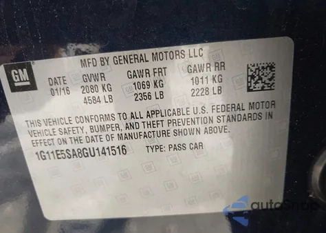 2016 Chevrolet Malibu Limited Ltz z USA, uszkodzony, nr VIN 1G11E5SA8GU141516